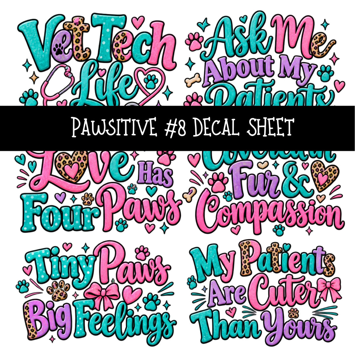 Pawsitive UV DTF Decal sheets 11 Designs available