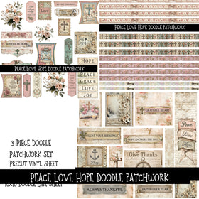 Peace Love Hope Doodle Patchwork Set