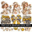 Peace Love & Snowflakes UV DTF Decal sheets