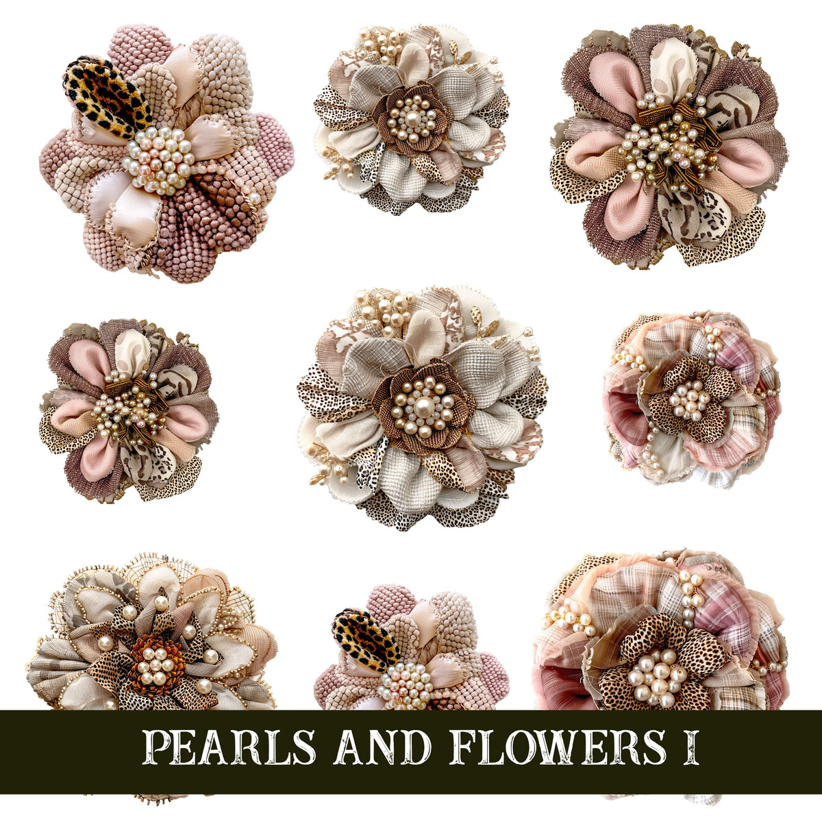 Pearls and Flowers UV DTF Decal Sheets 4 sheet design options