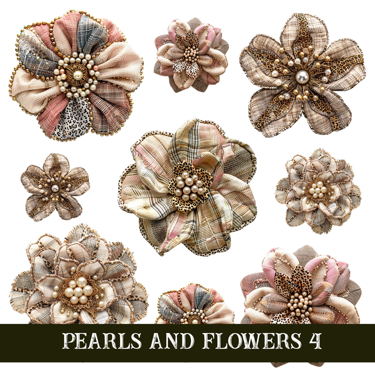 Pearls and Flowers UV DTF Decal Sheets 4 sheet design options