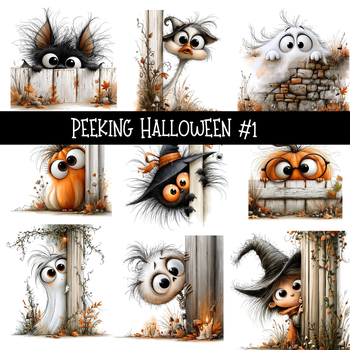 Peeking Halloween Torn Pages UV DTF Decal sheets 5 Designs available
