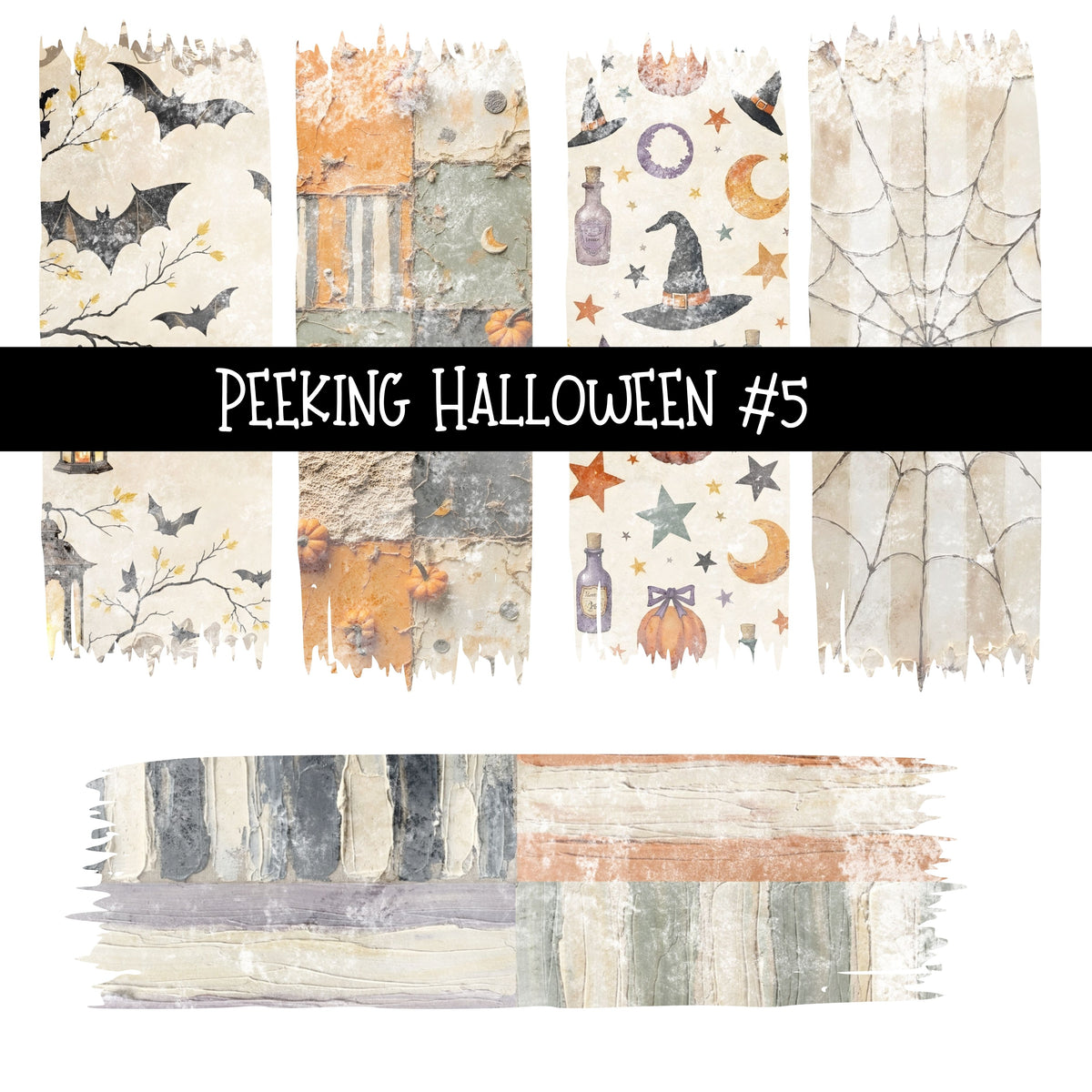 Peeking Halloween Torn Pages UV DTF Decal sheets 5 Designs available
