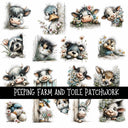 Peeping Farm and Toile Doodle Patchwork Set