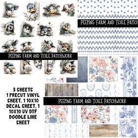 Peeping Farm and Toile Doodle Patchwork Set