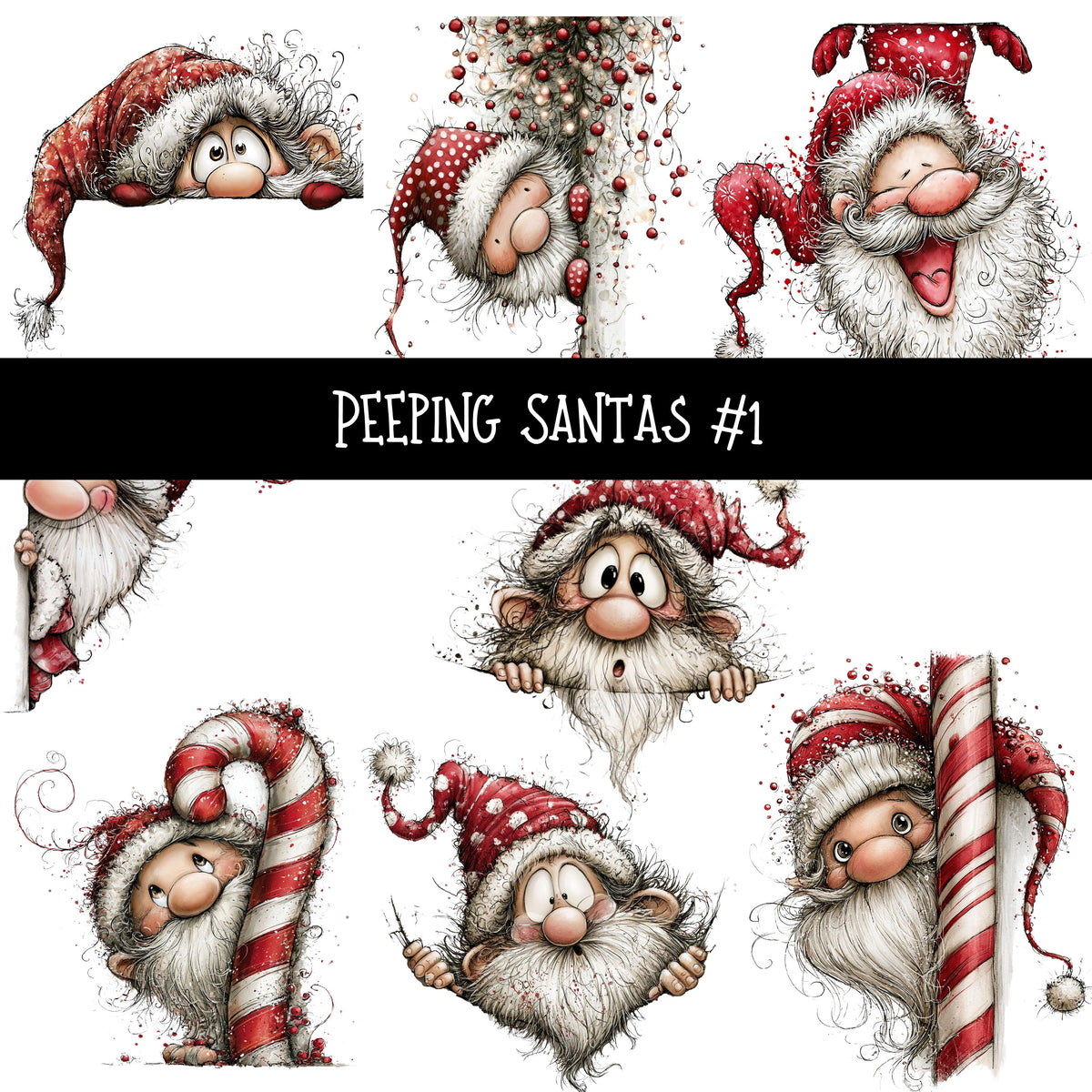 Peeping Santas UV DTF Decal sheets 2 designs available