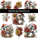 Penguins and Poinsettias UV DTF Decal sheets 2 Designs available