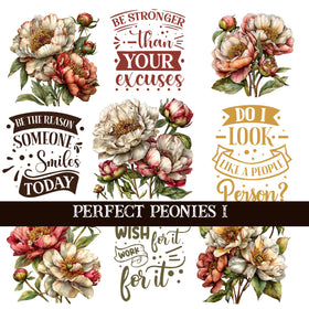 Perfect Peonies UV DTF Decal Sheets 3 Design sheets available