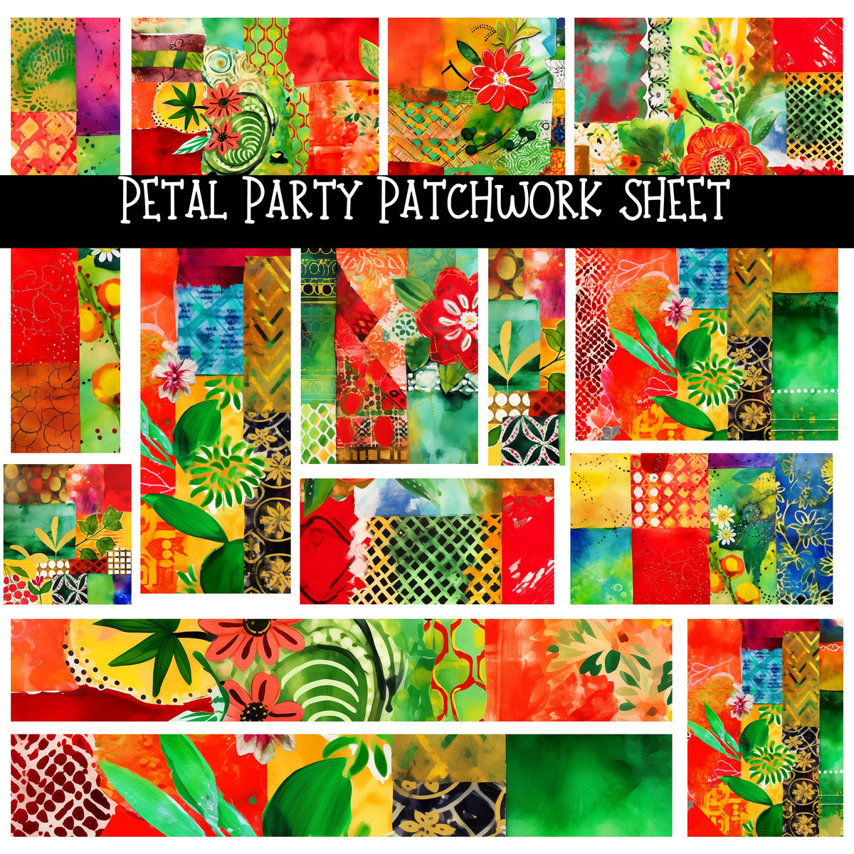 Petal Party Patchwork precut vinyl sheet available in 12x12 or 6x6 sizes