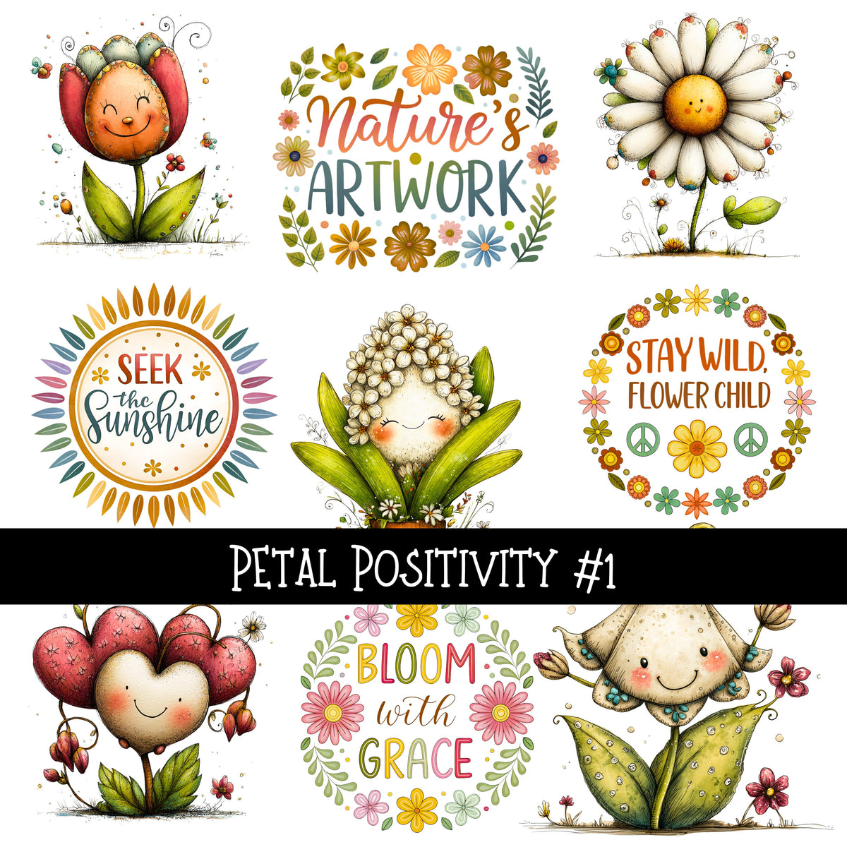 Petal Positivity UV DTF Decal sheets 2 to choose from