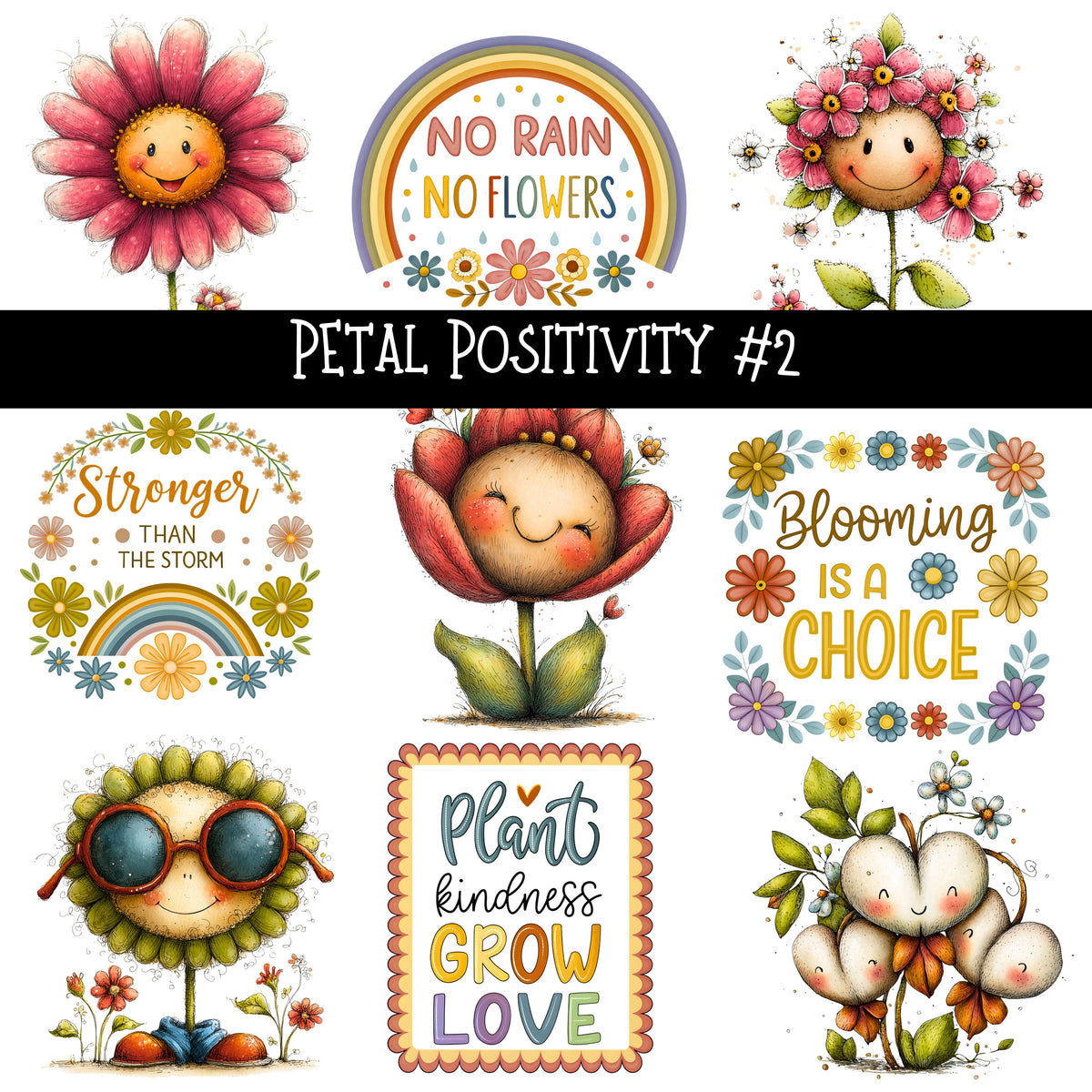 Petal Positivity UV DTF Decal sheets 2 to choose from