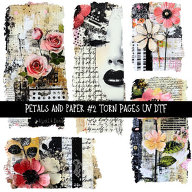 Petals and Paper Torn Pages UV DTF Decal sheets 5 designs available
