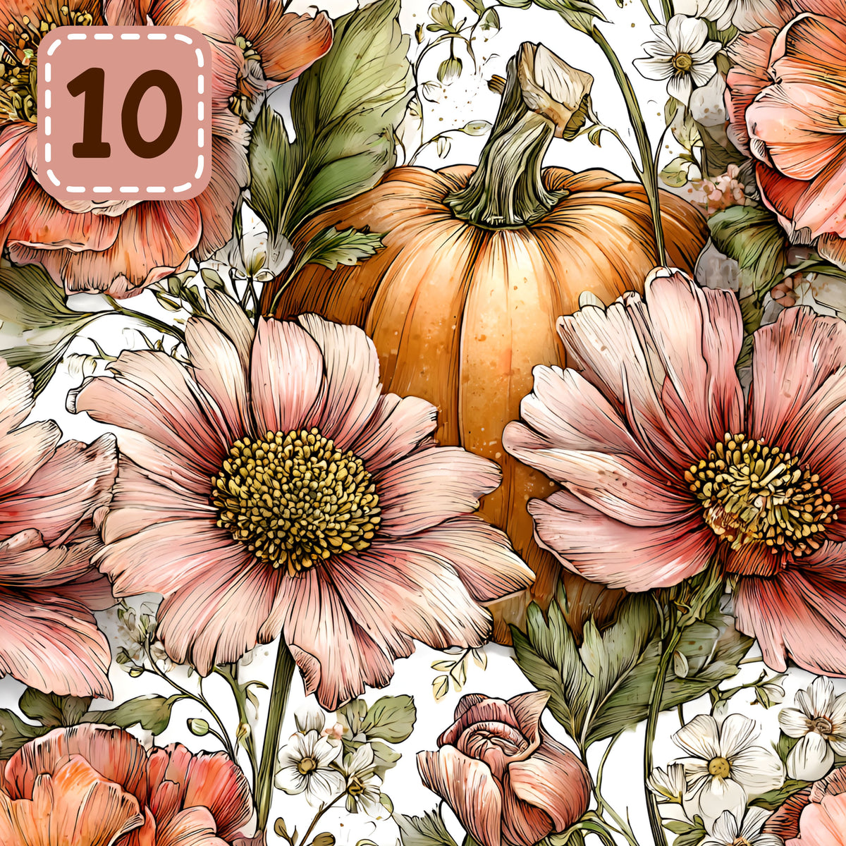 Petals and Pumpkins collection- 2 sizes vinyl sheets-10 designs available
