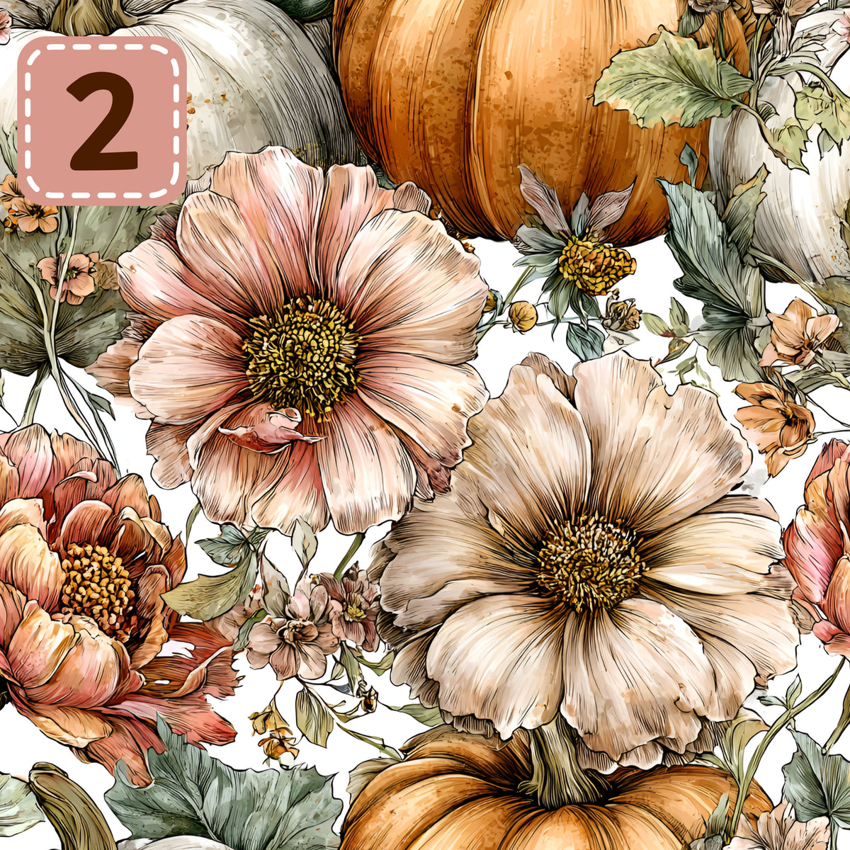 Petals and Pumpkins collection- 2 sizes vinyl sheets-10 designs available