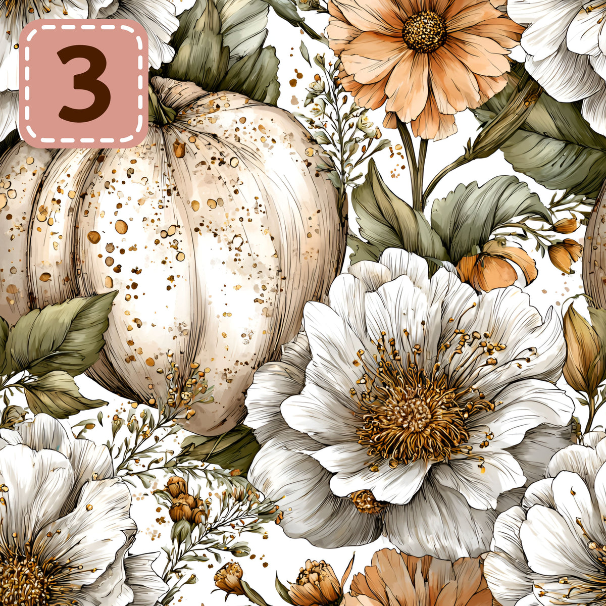 Petals and Pumpkins collection- 2 sizes vinyl sheets-10 designs available