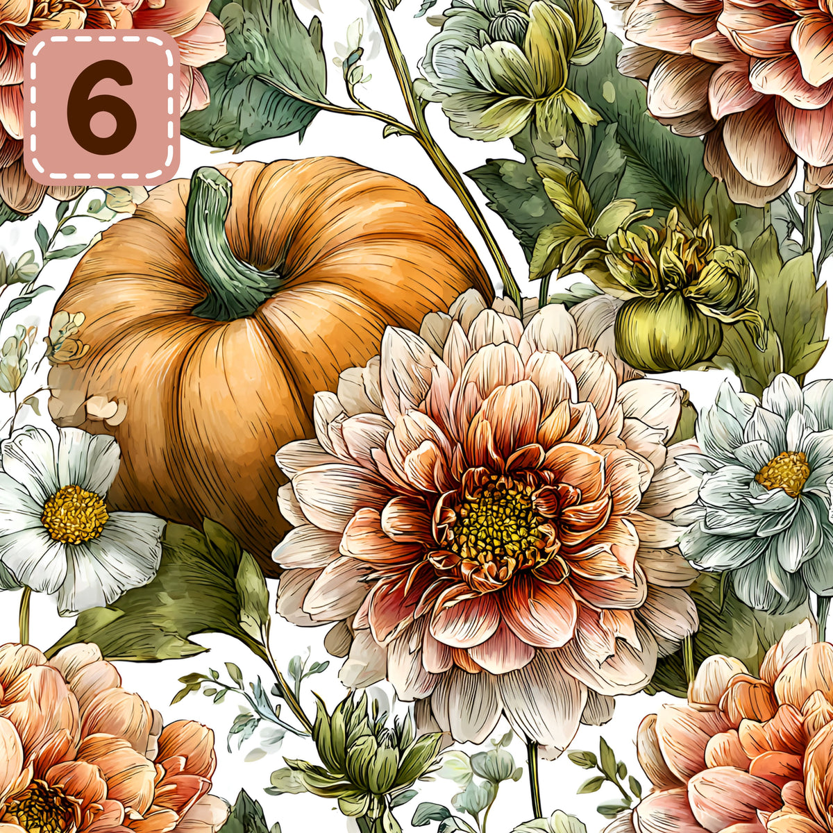 Petals and Pumpkins collection- 2 sizes vinyl sheets-10 designs available