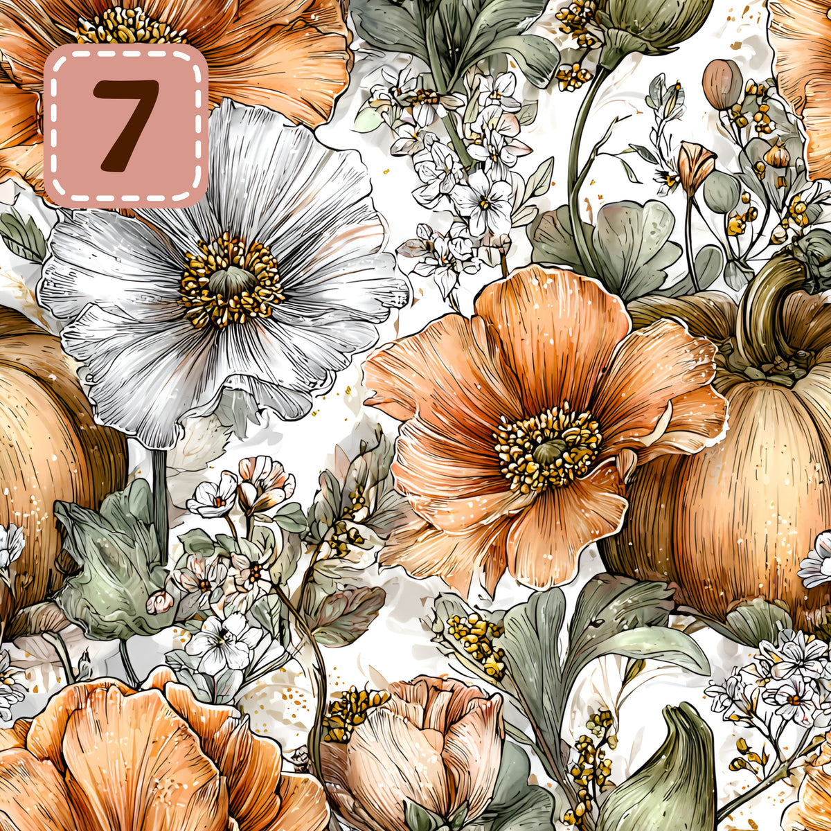 Petals and Pumpkins collection- 2 sizes vinyl sheets-10 designs available