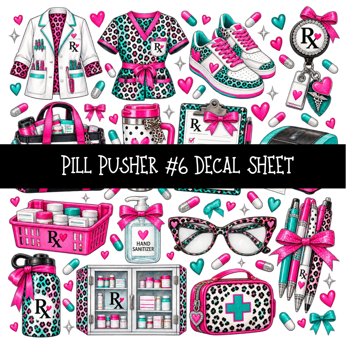 Pill Pusher UV DTF Decal sheets 11 Designs available