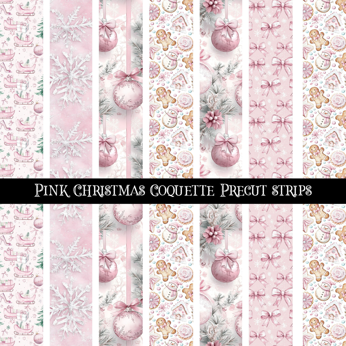 Pink Coquette Christmas precut strips 12x12 vinyl sheet