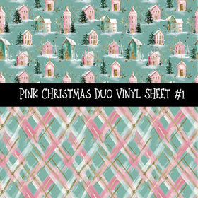 Pink Christmas Duo precut vinyl sheet- 2 coordinating patterns on one sheet3 sheet designs to choose from