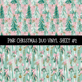 Pink Christmas Duo precut vinyl sheet- 2 coordinating patterns on one sheet3 sheet designs to choose from