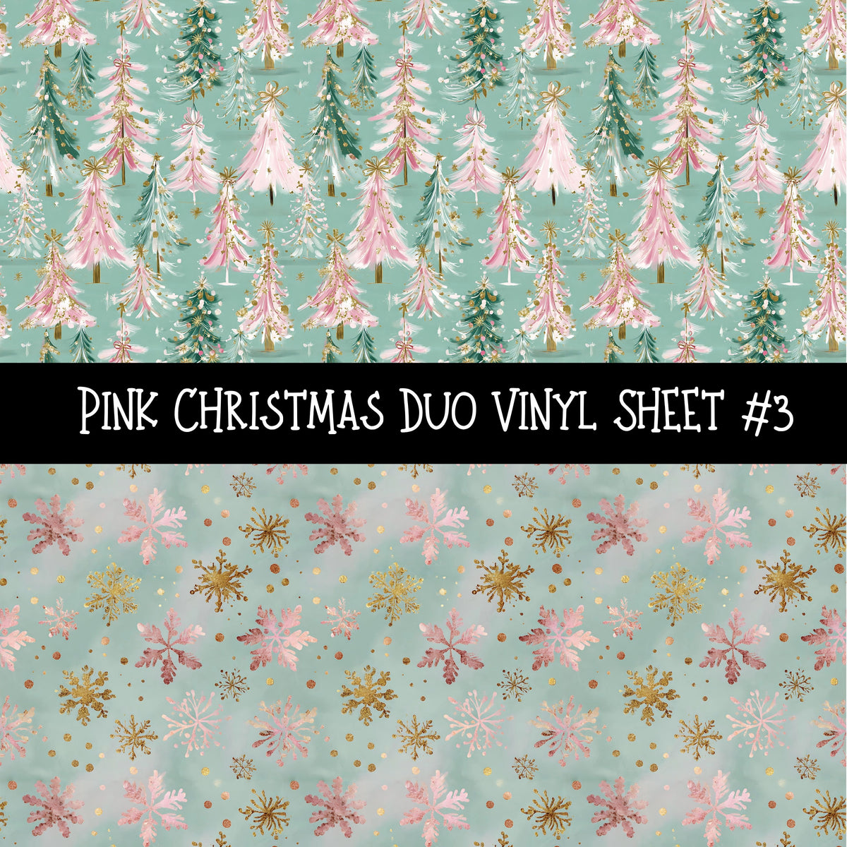 Pink Christmas Duo precut vinyl sheet- 2 coordinating patterns on one sheet3 sheet designs to choose from