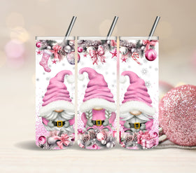 Pink Christmas Gnome Vinyl Tumbler wraps