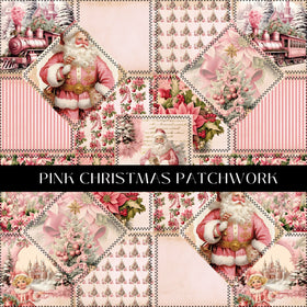 Pink Christmas Patchwork 12x12 vinyl sheet