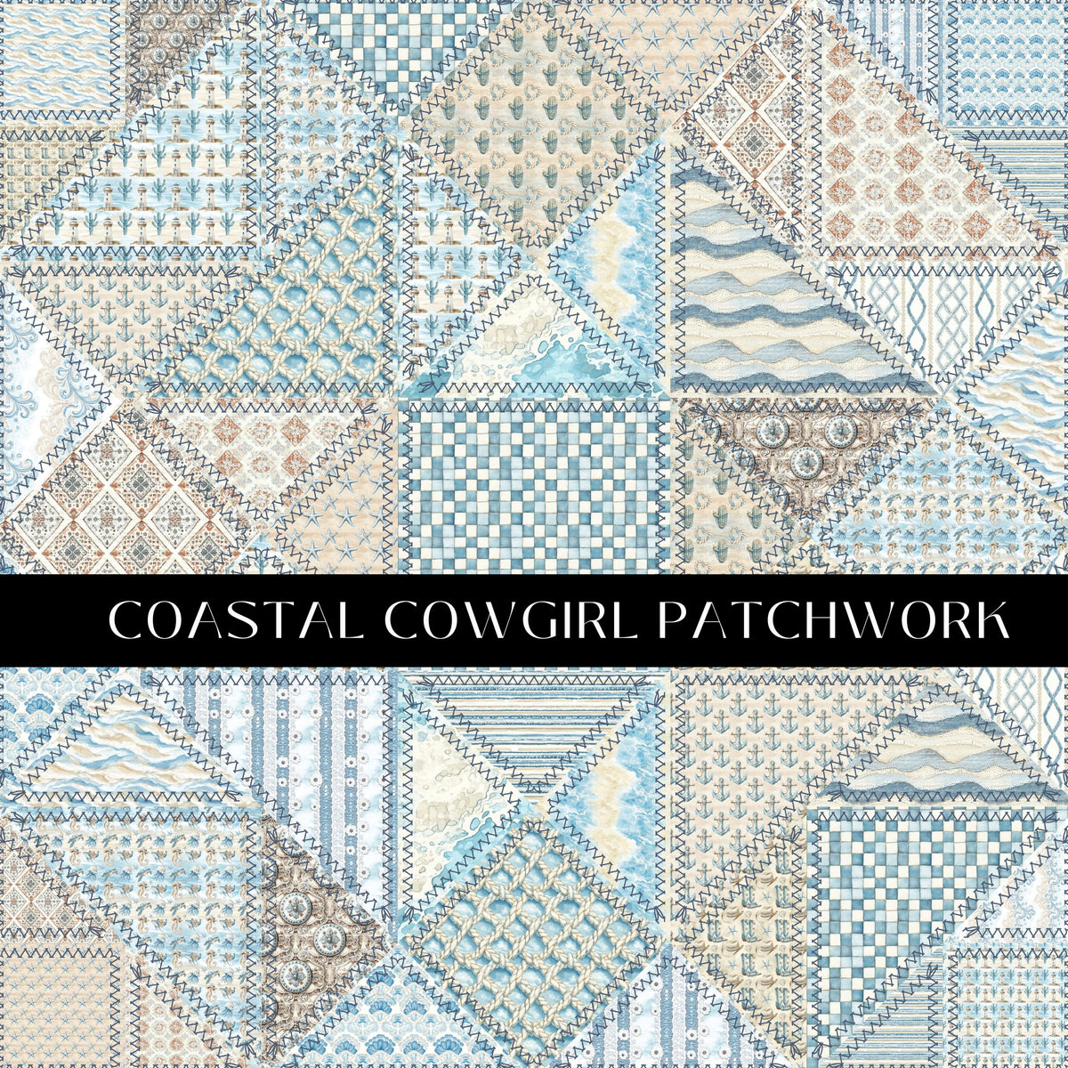 Coastal Cowgirl Patchwork 12x12 vinyl sheet