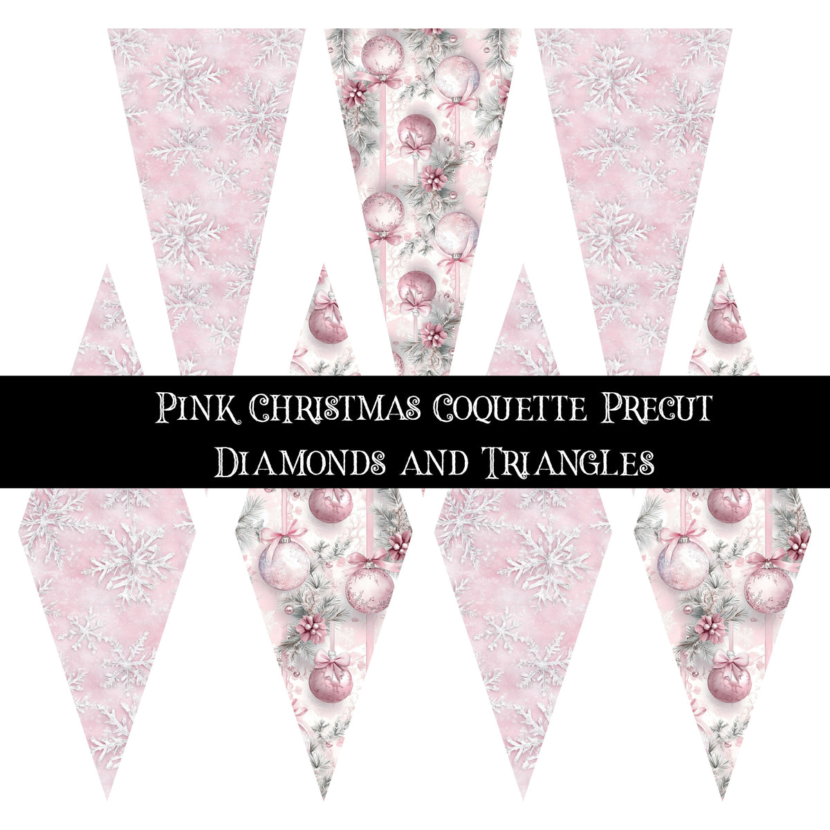 Pink Coquette Christmas precut Diamonds and Triangles 12x12 vinyl sheet
