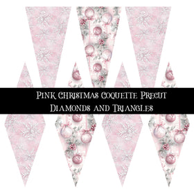 Pink Coquette Christmas precut Diamonds and Triangles 12x12 vinyl sheet