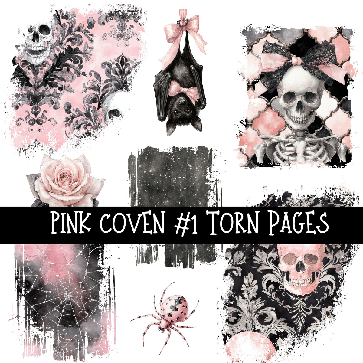 Pink Coven Torn Pages UV DTF Decal sheets 7 Designs available