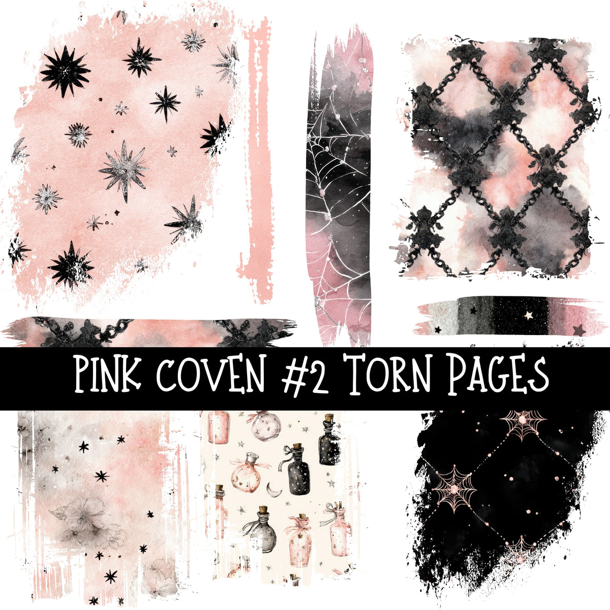 Pink Coven Torn Pages UV DTF Decal sheets 7 Designs available