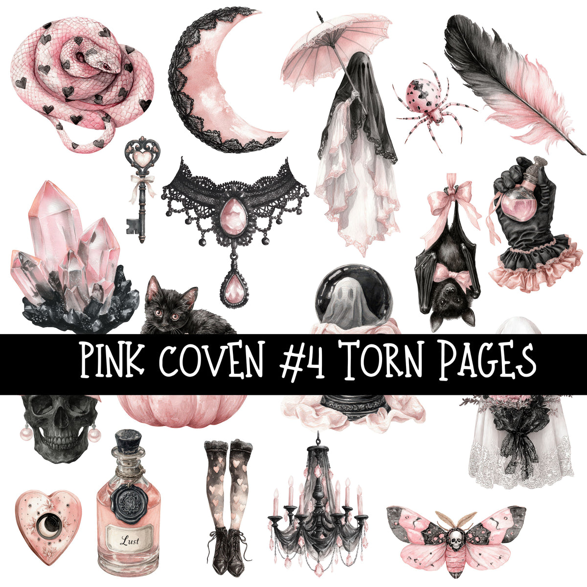 Pink Coven Torn Pages UV DTF Decal sheets 7 Designs available