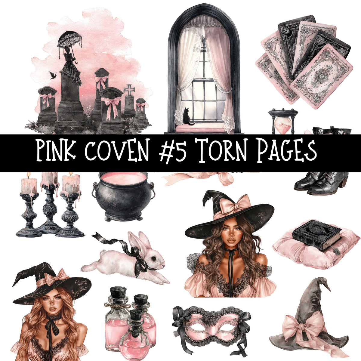 Pink Coven Torn Pages UV DTF Decal sheets 7 Designs available