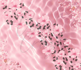 Pink Floral Leopard 20 or 30 oz Skinny Adhesive Vinyl Wrap