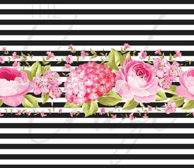 Pink Floral Striped Adhesive Vinyl Wrap