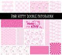 Pink Kitty Doodle Patchwork Set