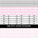 Pink Kitty Doodle Patchwork Set
