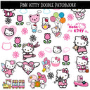 Pink Kitty Doodle Patchwork Set