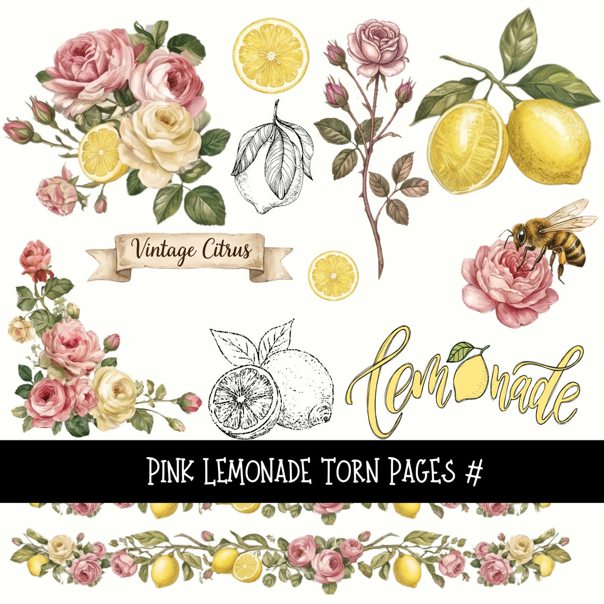 Pink Lemonade Torn Pages UV DTF Decal sheets 5 designs available