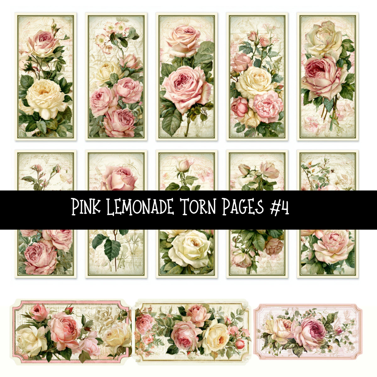 Pink Lemonade Torn Pages UV DTF Decal sheets 5 designs available