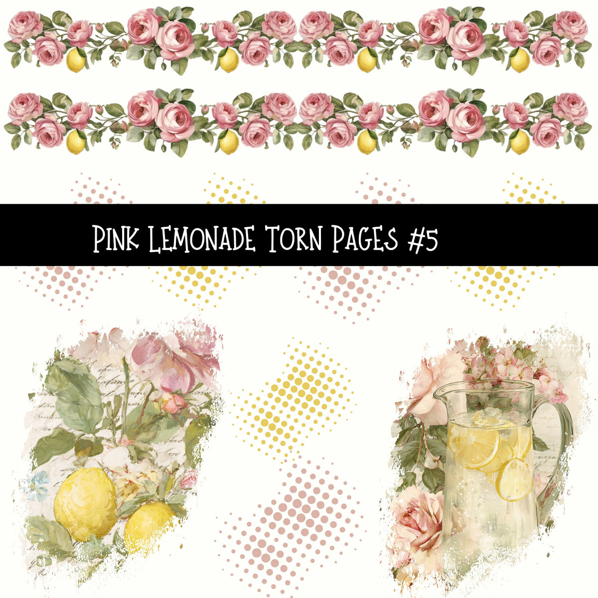 Pink Lemonade Torn Pages UV DTF Decal sheets 5 designs available
