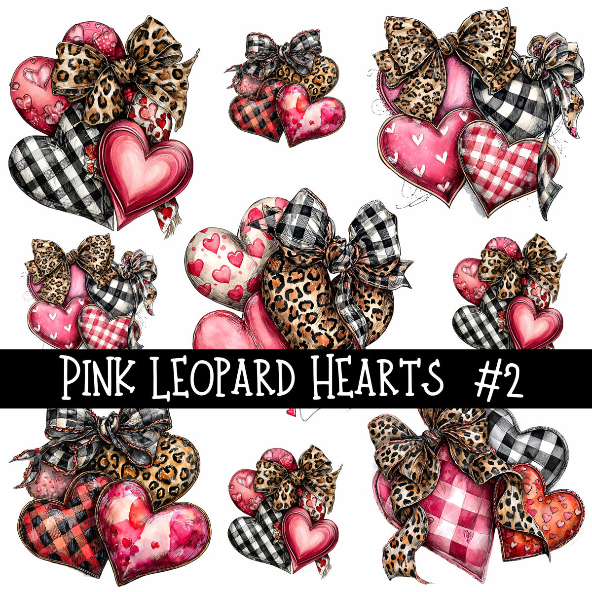 Pink Leopard Hearts UV Decal sheets 3 to choose from