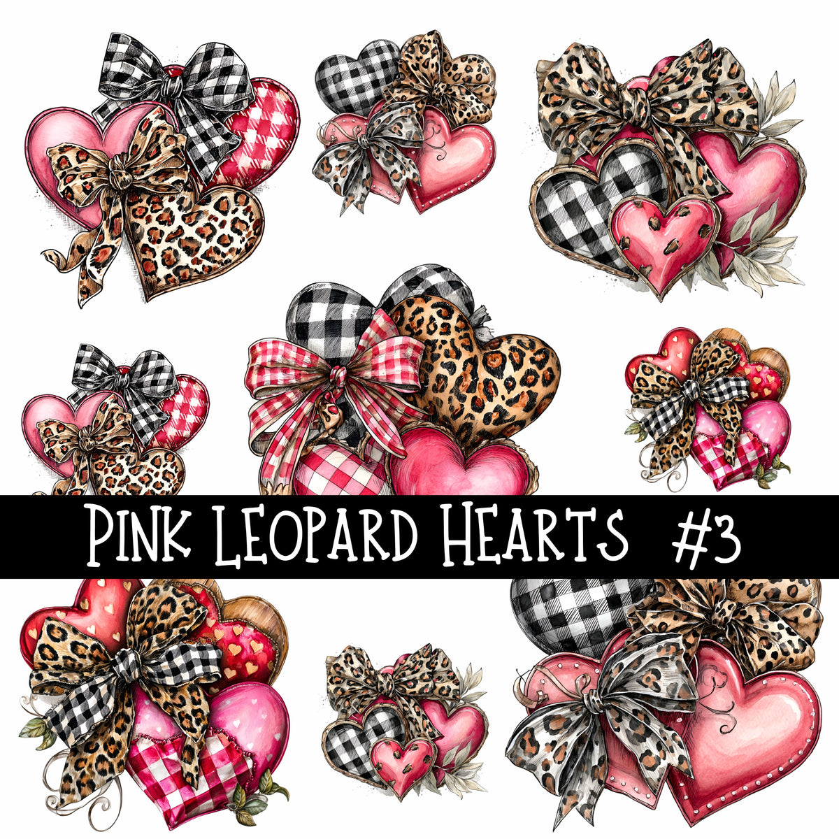 Pink Leopard Hearts UV Decal sheets 3 to choose from