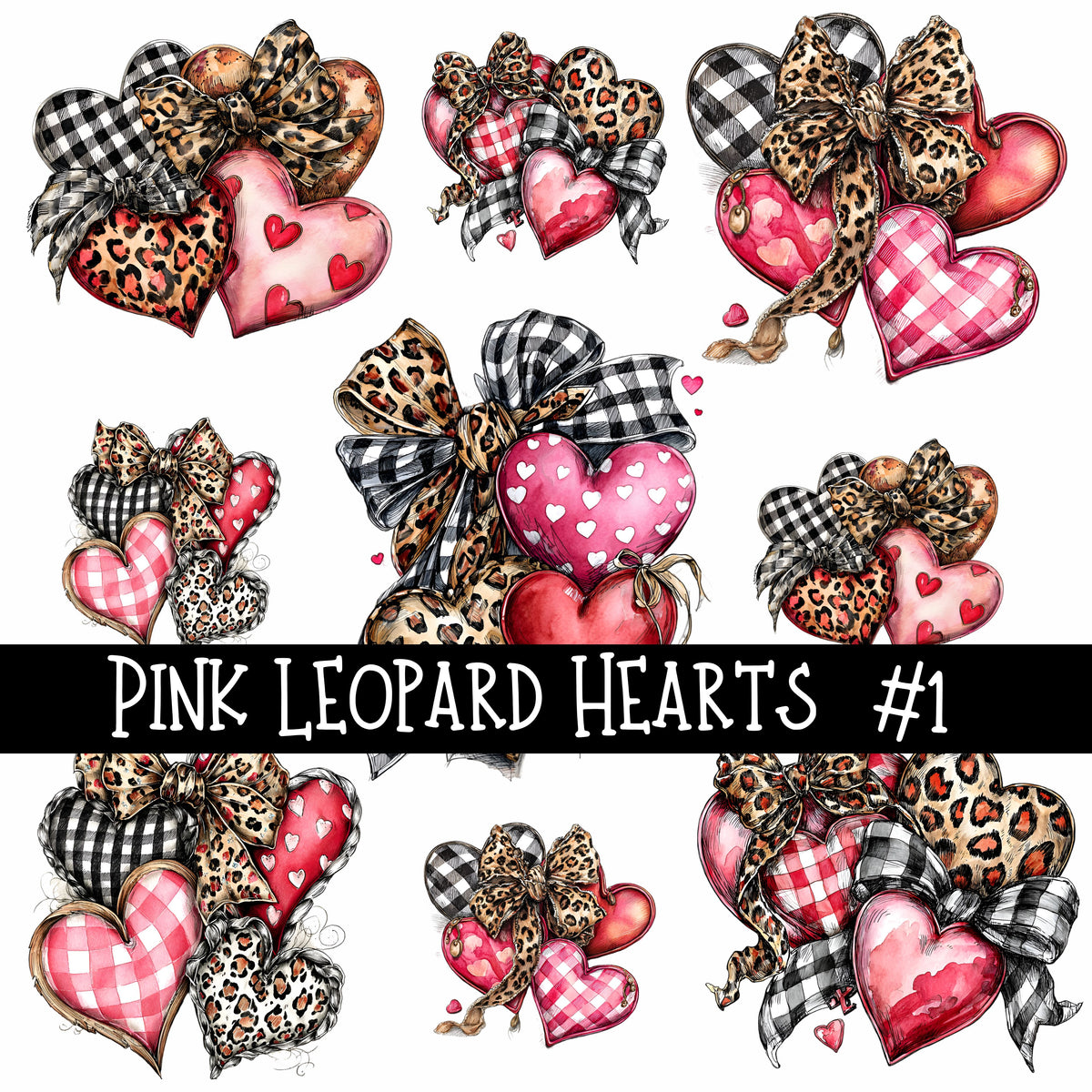 Pink Leopard Hearts UV Decal sheets 3 to choose from