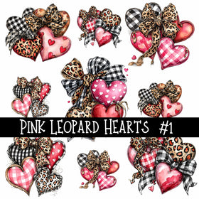 Pink Leopard Hearts UV Decal sheets 3 to choose from