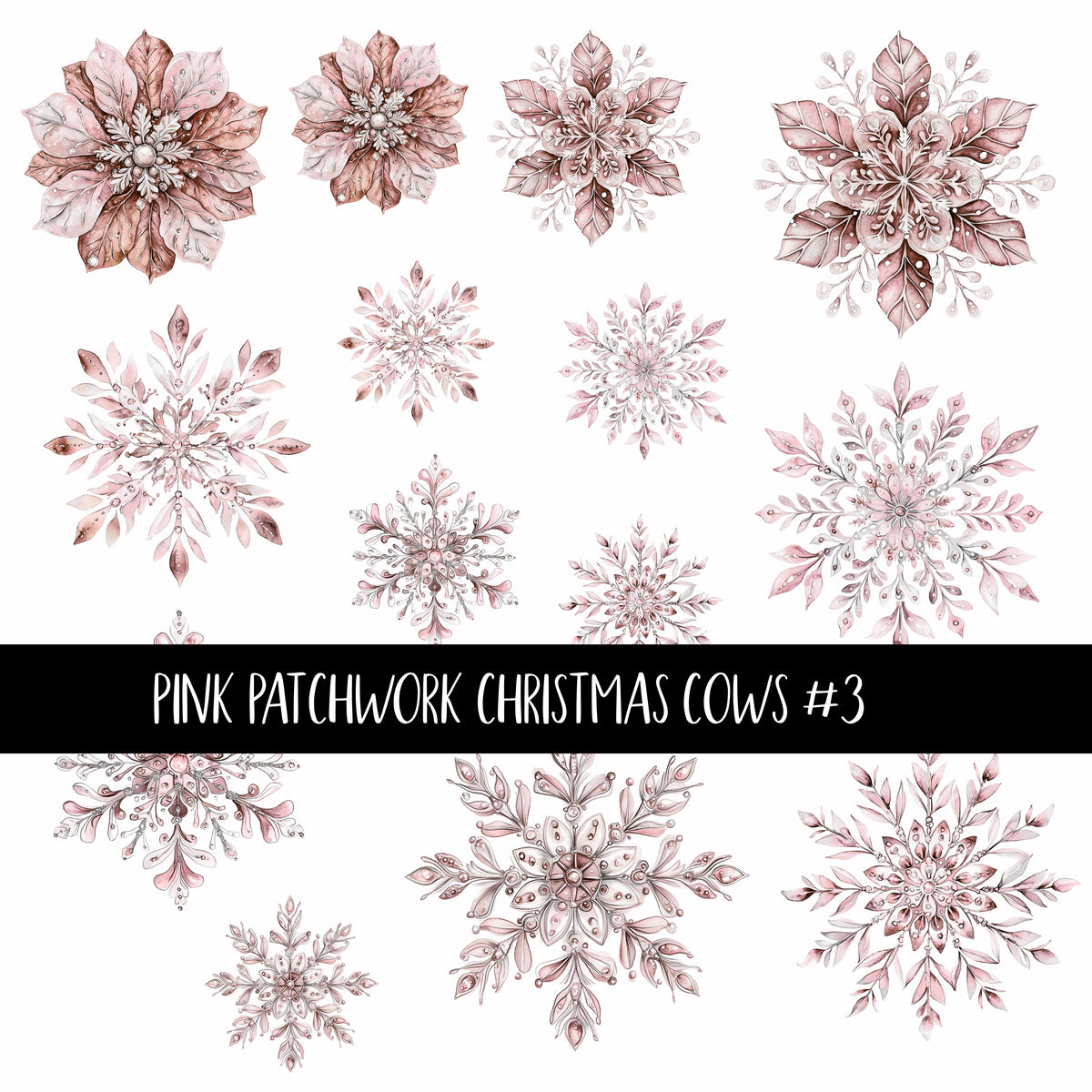 Pink Patchwork Cows Christmas UV Decal sheets 3 to choose from