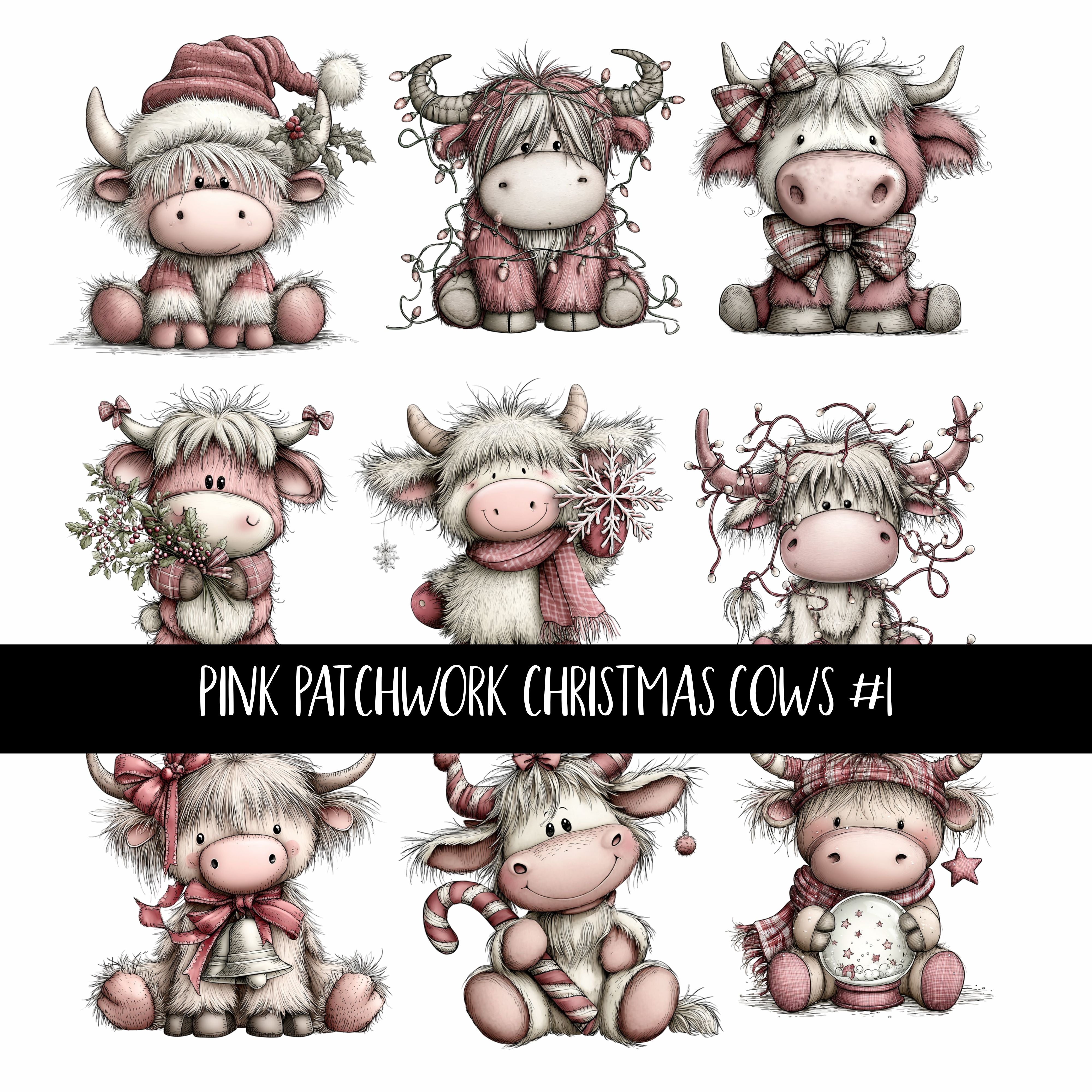 Pink Patchwork Cows Christmas UV Decal sheets 3 to choose from – Kraft ...