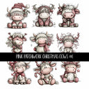 Pink Patchwork Cows Christmas UV Decal sheets 3 to choose from
